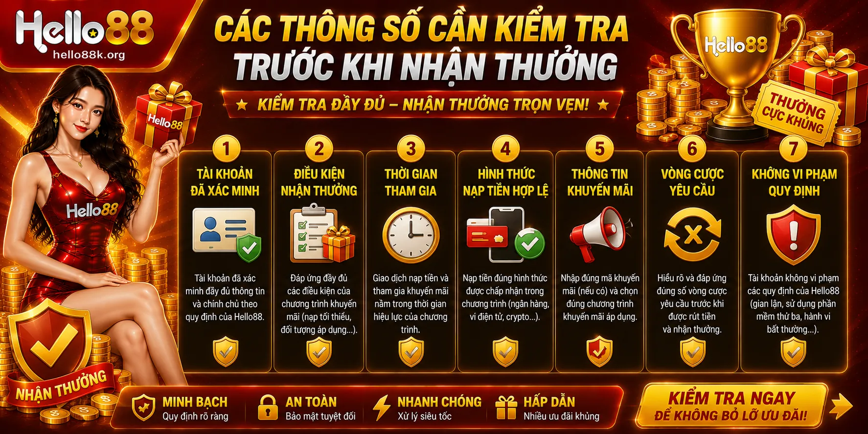 Thưởng Nạp Đầu Hello88: Tỷ Lệ, Điều Kiện Và Vòng Cược 1 Các thông số cần kiểm tra trước khi nhận thưởng