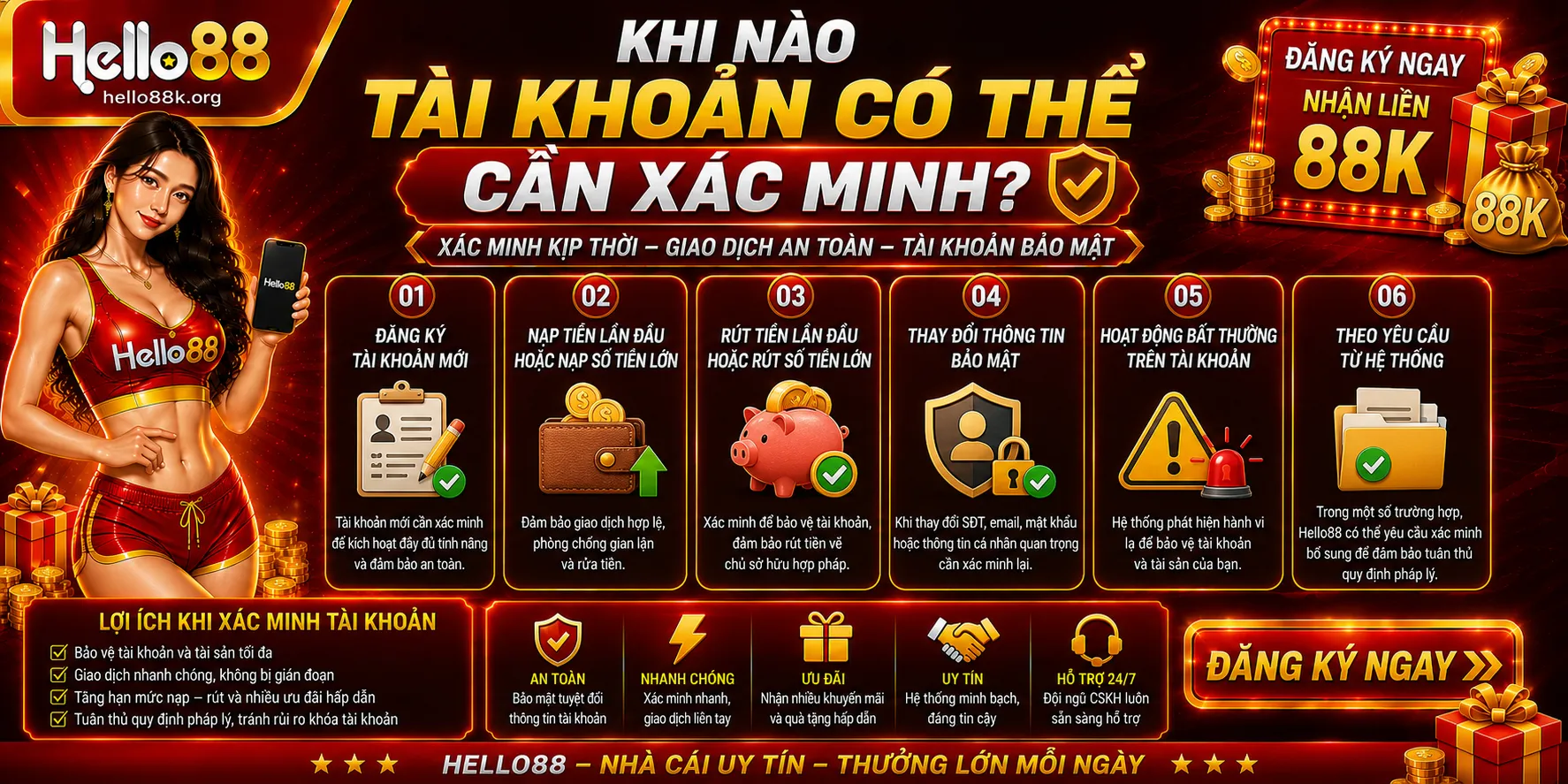 Xác Minh Tài Khoản Hello88: Hồ Sơ KYC Cần Chuẩn Bị 1 Khi nào tài khoản có thể cần xác minh?